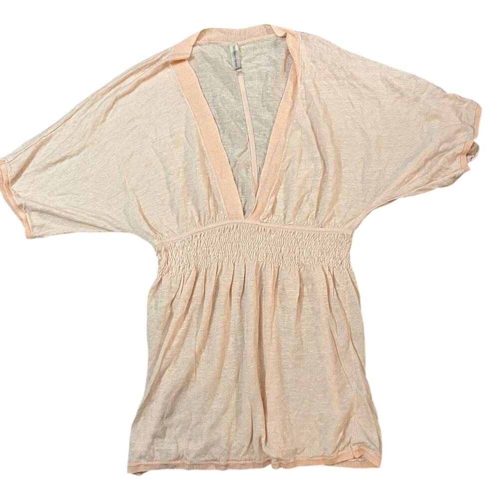 Victorias Secret Linen Blend Pullover V Neck Tunic Top Womens XS Pink Beach